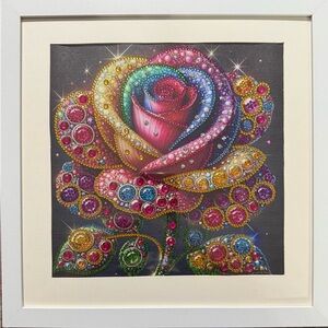 Vibrant Gemstone Rose Mixed Media Art, 
size 12” * 12”